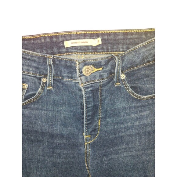 Levis Mid Rise Skinny Jeans Womens 4 Blue Stretch Ankle Dark Wash Ladies Casual - Picture 3 of 6